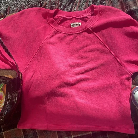 Ética Organic Cotton Cropped Sweatshirt Pink Sustainable Ethical Fashion S - Picture 2 of 8